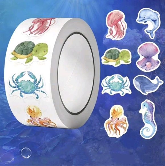 Other - Aquatic Themed Sticker Roll Of 500